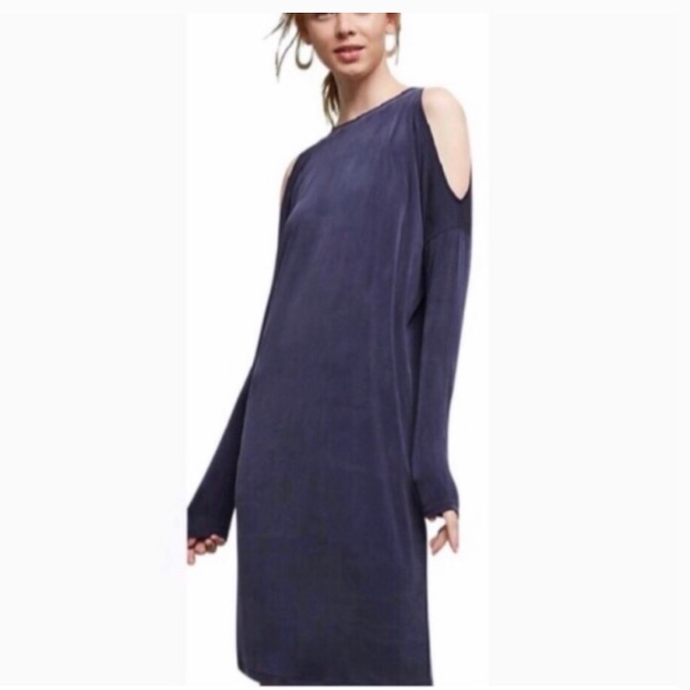Anthropologie Eri + Ali Anthropologie Blue Cold Shoulder Dress NWT